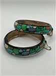 (2) Eisenberg Enamel Mosaic Bangle Bracelets