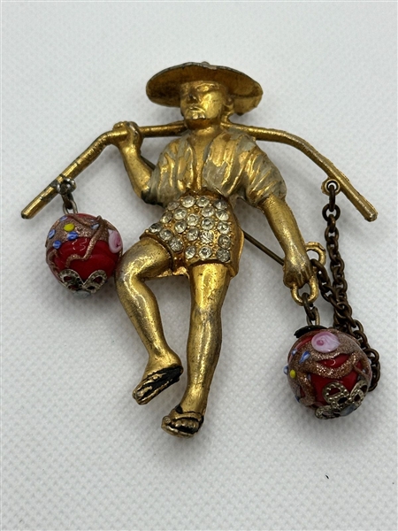 Rice Weiner Louis C. Mark Designed 1940s Chinese Water Boy Brooch