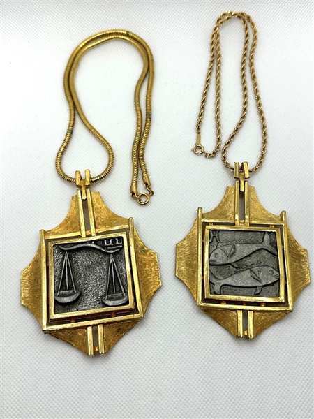 (2) Zodiac Luca Razza Chunky Pendant Necklaces