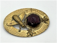 Art Nouveau Brass Sash Brooch 