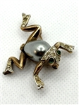 Crown Trifari Alfred Philippe Frog Jelly Belly Green & Clear Rhinestones Brooch