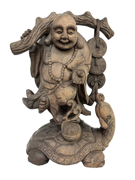 Feng Statue Wealth Shui Carved Wood Sculpture