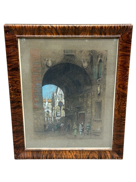 R. Stanley Brown Pastel on Paper "Tombs of the Scaligers-Verona"