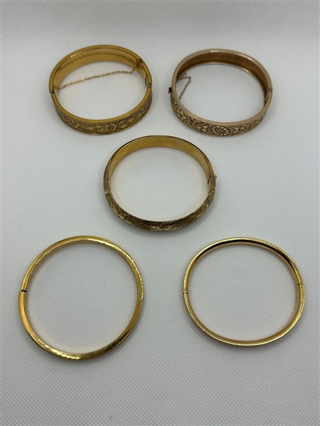 (5) Gold Filled Bangle Bracelets