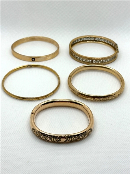 (5) Gold Filled Bangle Bracelets