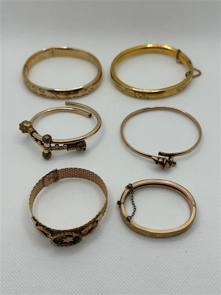 (6) Gold Filled Bangle Bracelets