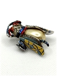 Vintage Coro Pearl Belly Enamel Fly Bug Brooch