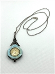 Guilloche Enamel Albus Ladies Watch Necklace 