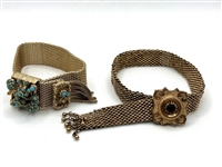 (2) Victorian Mourning Gold Filled Slide Bracelets
