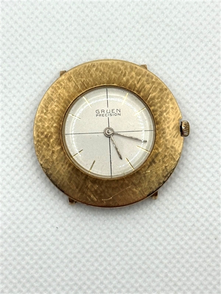 Gruen 14k Gold Watch With Textured Face