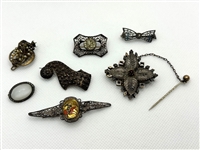 (7) Victorian Mourning Brooches