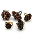 (5) Sterling Silver and Gold Filled Victorian Garnet Cluster Rings