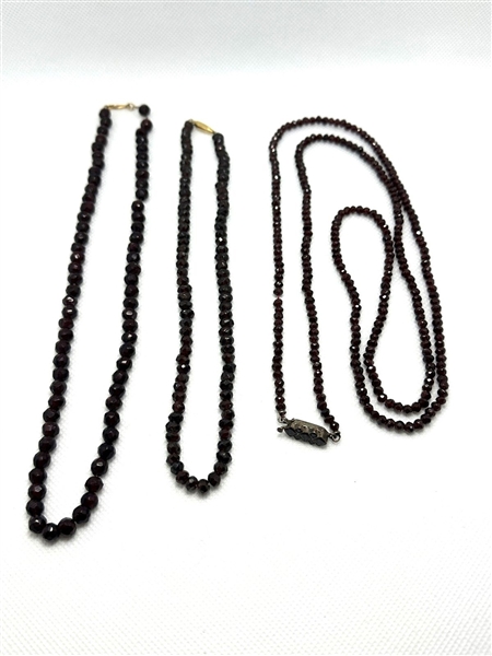 (3) Strands of Victorian Garnet Necklaces