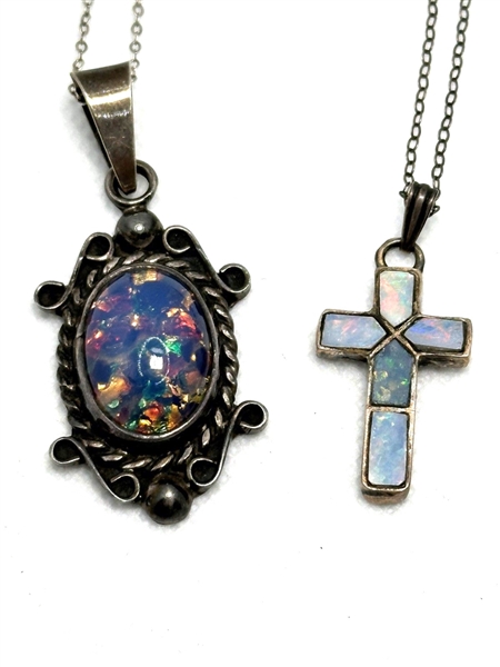 (2) Opal Pendants set in Sterling Silver