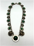 Sterling Silver and Polished Green Agate Necklace