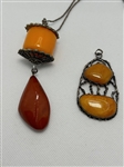 Sterling Silver Necklaces With Butterscotch Bakelite and Agate