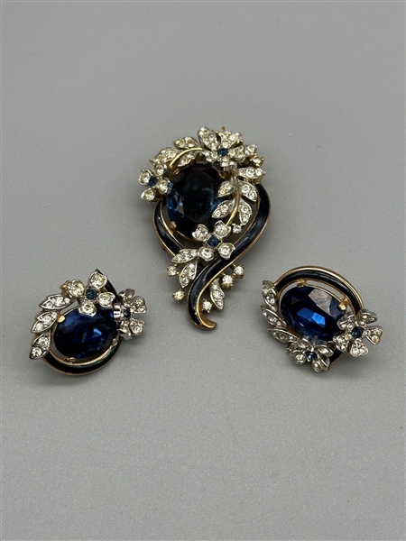 Crown Trifari Brooch and Earring Set