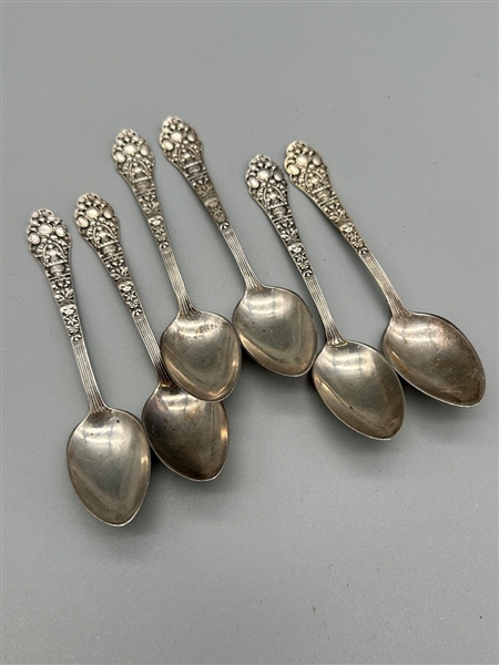 (6) Sterling Silver Demitasse Spoons Gorham Raphael 1875