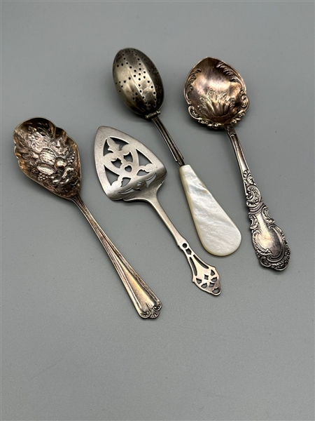 (4) Special Sterling and Silver Plate Serving Pieces