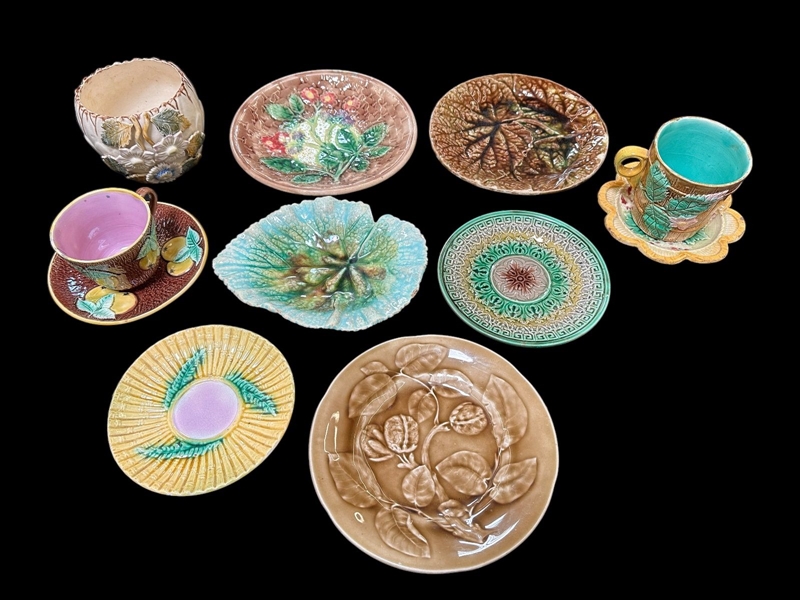 (7) Group of Majolica Dishes