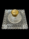 Heavy Glass Inkwell with Under Plate