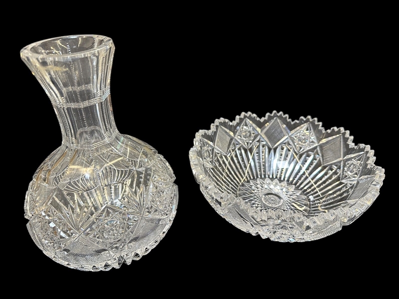 (2) Pieces American Brilliant Cut Glass: Hoare, Pitkin and Brooks