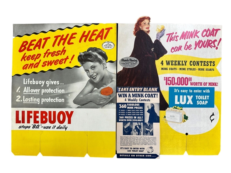 (2) Store Advertising Displays Lux Toilet Soap and Lifebuoy Health Soap