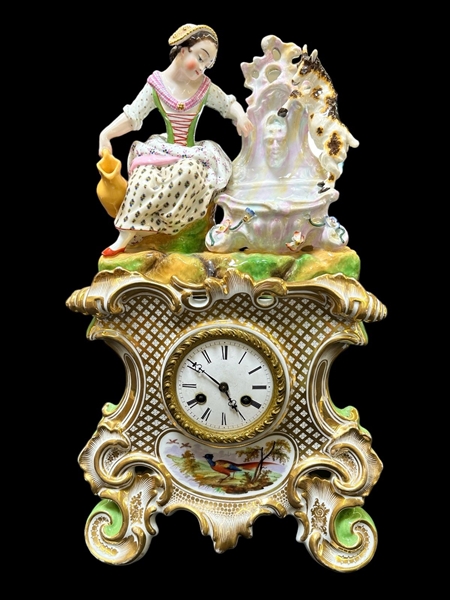 After Jacob Petit French Porcelain Figural Clock