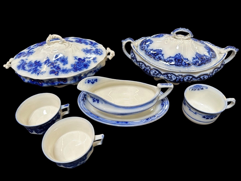 Group of Flow Blue Dishes