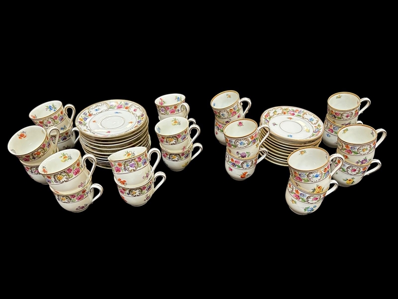 (2) Demitasse Cups and Saucers Sets: Dresden and Schumann