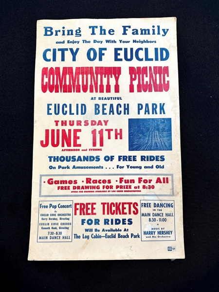 Vintage Euclid Beach Park Community Pinic Sign