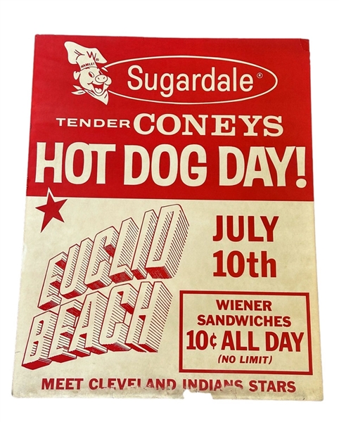 Euclid Beach Hot Dog Day! Sugardale Tender Coneys Advertising Sign