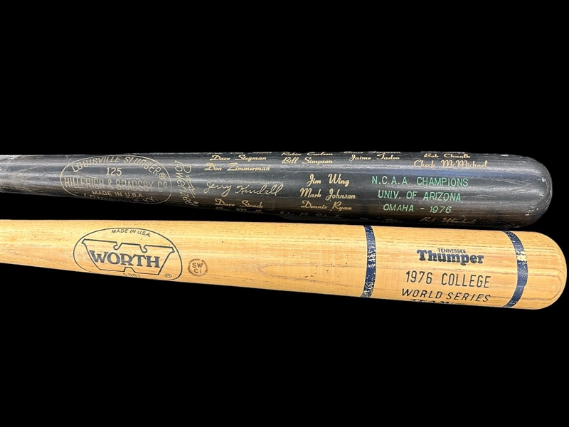 (2) College World Series Bats; 1976 College WS Arizona Championship Bat