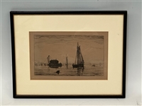 Frank Weston Benson (1862-1951) Etching "Salem Harbor" 1882