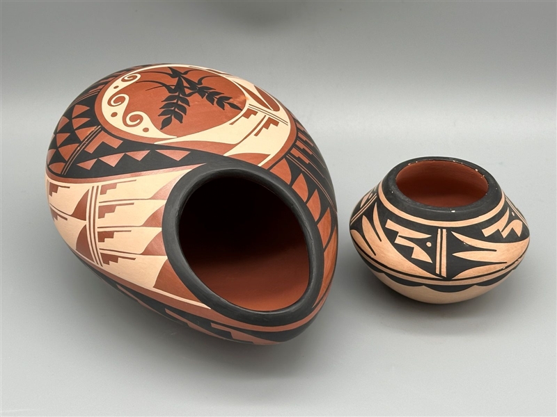 (2) Geraldine Sandia Pottery Vessels