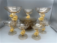 Murano Venetian Dolphin Compotes With Rare Hand Blown Under Plates