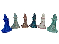 (6) Fenton Glass Hand Painted "The Bridesmaid" Figurines