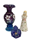 (3) Pieces of Hand Painted Fenton Glass