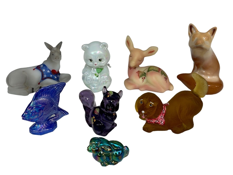 (8) Hand Painted Fenton Glass Animals