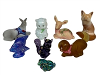 (8) Hand Painted Fenton Glass Animals