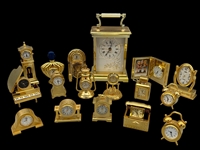 Group of Miniature Brass Clocks