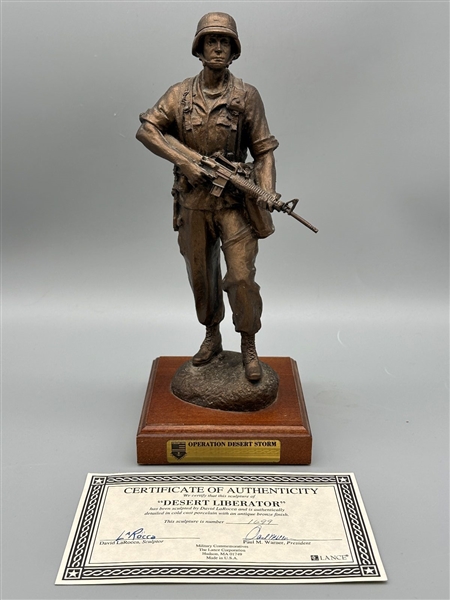 Cold Cast Porcelain Bronzed Color Desert Liberator Figurine COA and OB; 