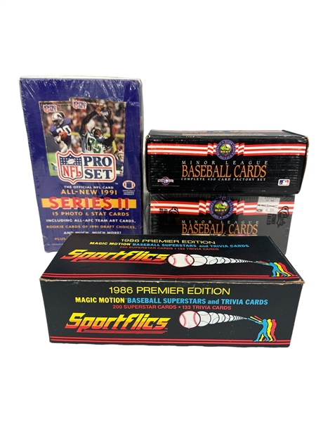 (4) Complete Baseball and Football Card Sets