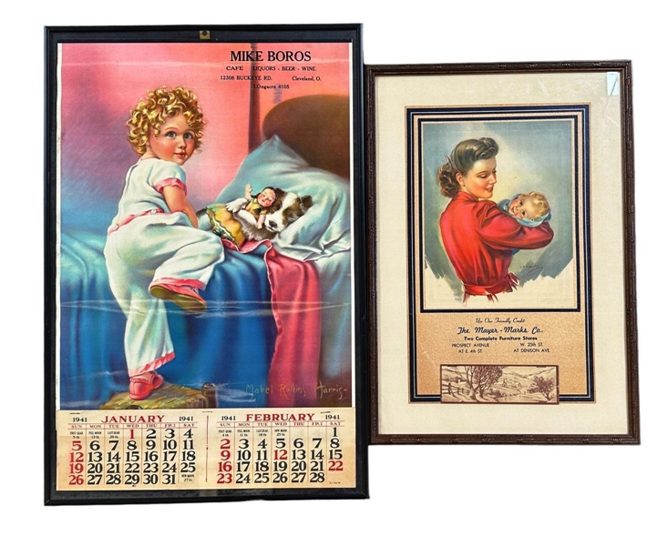 (2) 1941 Framed Advertising Calendars