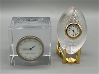 (2) Clock Crystal Paperweights