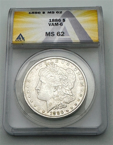 1886-P Morgan Silver Dollar Anacs MS 62 VAM-6