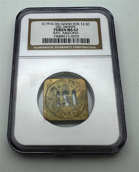 (C 1910-35) Good For 12.5C Del Monte Token NGC MS 62