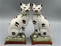 Pair Staffordshire Cat Figurines