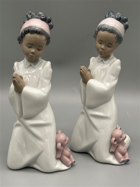 (2) Lladro Porcelain Figurines Black Legacy "Bedtime Prayers"