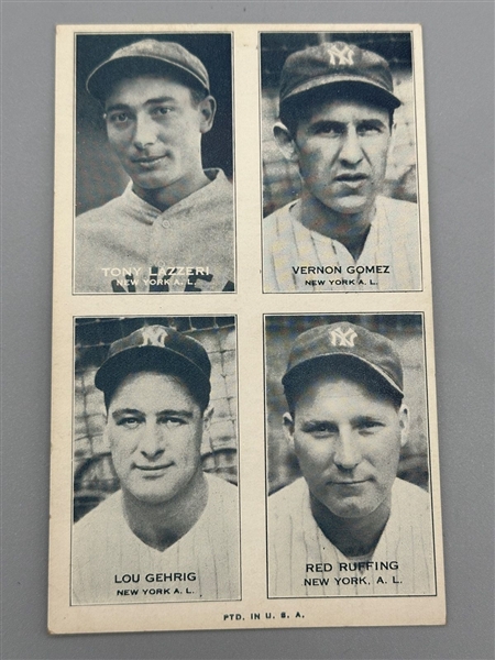 1937 Exhibit 4 On 1 Gehrig/Ruffing/Gomez/Lazzeri 